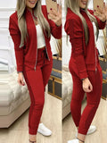 Getadme 2024 Women Two Piece Set Outfits Autumn Women's Tracksuit Zipper Top Pants Casual Sport Suit Winter 2 Piece Woman Set