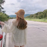 Knitted Cardigan for Women Summer Oversized Knit Loose Coat Sweater Korean Top Solid Cropped Cardigan Y2k Sweater Beach Blouses