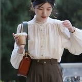 Getadme Thin Transparent Lace Tops Women Korea Style Design French Elegant Office Lady Cute Girls Chic Ruffles Basic Shirts Blouse