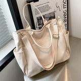 Ins Lazy Wind Canvas Big Bag, New Korean Version Of The Single Shoulder Crossbody Bag Female Simple Literary Solid Color