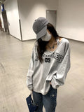 Getadme-Y2K Two Pieces Set Oversized Women T-Shirts Spring Long Sleeve Halter Letter Print Sweatshirt Ladies Casual Loose Harajuku Tops