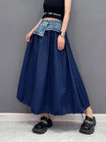 High Elastic Waist Green Denim Irregular Casual A-line Half-body Skirt Women Fashion Tide New Spring Autumn 2023