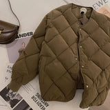 Getadme-Vintage Cropped Quilted Jacket Women Old Money Fashion Winter Warm Lightweight Padded Jackets Chic Elegant Korean Style