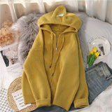 New 2023 Fashion Korean Cardigan Sweater Jacket Women Hooded Solid Color Loose zipper Sweater Female Elegant Knitwear Overcoat