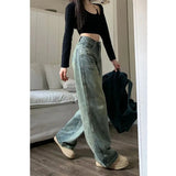 Getadme 4 Vintage 90S Baggy Straight Denim Trousers Female Y2K High Waist Loose Wide Leg Jeans Women Streetwear All-Match Casual Pants New