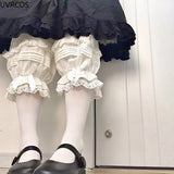 Getadme Japanese Sweet Lolita Safety Short Pants Women Kawaii Ruffleds Knickers Cotton Elastic Waist Victorian Bow Shorts Cute Bloomers