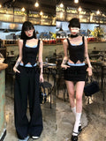 Getadme-Summer Sexy Backless 2 Piece Skirt Set Woman Bow Sleeveless Vest + Slim Fashion Mini Skirt Outfits Korean Style Set Design