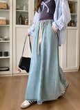 S-XL 2Colors Long Denim Skirt 2024 korean style High Elastic Waist  Lace Up A Line Ball Grown Long Jeans Skirts Style (L60098