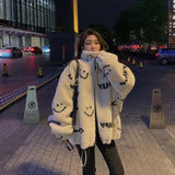 Jackets For Women Winter Cashmere Chic Printing Hooded Fashion Street Outerwear Sweet Casual College Women's jacket Coat