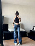 Women Korean Fashion Vintage Classical Chic Jeans Straight Leg Simple Jeans Grunge Harajuku Blue Denim Pants Y2k Tide Aesthetic