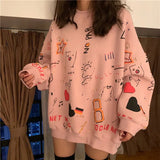 Korean Fashion Loose Casual Punk Style Femme Long Sleeve Sweatshirt Harajuku Autumn Women's Graffiti Printed Hip-hop Sweatshirt