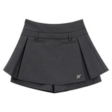 Women's Grey Letter Silver Label Half Skirt Women's Autumn and Winter Spicy Girls Sexy New High Street Skirts Short Skirt