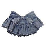 Getadme Grunge Y2k Bow Denim Skirt with shorts Kawaii Women Vintage Gyaru Ruffle Low Waist Sexy Pleated Mini Skirts Summer Streetwear