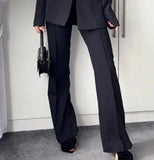 Getadme Two Piece Sets for Women Autumn New Fashion Street One Shoulder Irregular Blazer Suit and Commuting Straight Long Pants Set