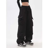 Getadme-Cargo Pants Women Baggy Trousers Fall Streetwear Oversized Pants Vintage Casual Elastic Waist Loose Sweatpants Women