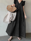 New Style Women's Long Dress In Spring  Summer , Fashionable and Simple In Korea Casual and Elegant Dress Robe A-LINE