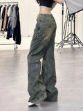 New Design Denim Wide Leg Pants High Waist Fashion Full Length Jeans Show Thin Classical Trousers Korean Retro Trend Streetwear