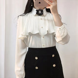 Korea Chic Tops Blusas Japan Style Elegant Hot Cute Preppy Girls Work Button White Shirts Retro Flhjlwoc Fashion Women Blouses