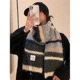 Getadme-Colourful Mohair Scarf Autumn Winter Keep Warm Shawl Ladies  New Thicken Striped Knit Bib Woman Dopamine Neckerchief