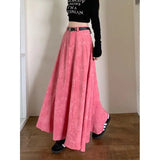 Getadme-Floor Length Skirt A-Line Skirt Loose Simplicity Casual Simplicity Temperament All-Match Women Autumn New Skirt