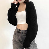 Ladies Bolero Shrug Knit Batwing Sleeve Cardigan Open Front Sweater Long Sleeve Cropped Loose Cardigan for Women Dressy