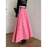 Getadme-Floor Length Skirt A-Line Skirt Loose Simplicity Casual Simplicity Temperament All-Match Women Autumn New Skirt