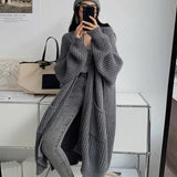 Long Cardigan Spring Knitted Women Loose V-neck Autumn Winter Elegant Sweet Outerwear Maxi Y2k Sweater Coat Soft Jacket