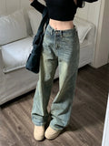 Getadme Y2k Baggy Wide Leg Jeans Women Vintage Streetwear Washed Denim Pants Grunge Basic Slouchy Blue Trousers Femme Spring