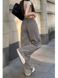 Side Stripe Retro Loose Lace-up Wide Leg Casual Long Women Pants Korean Fashion High Waist Trouser Lady Autumn Y2k Street Pants