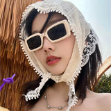 Korean Ins Lace Hair Scarf Women Retro Triangle Hair Band Strap Hair Bag Headscarf Hat Travel Photo Headband Turban Accessorie