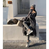 Long Cardigan Spring Knitted Women Loose V-neck Autumn Winter Elegant Sweet Outerwear Maxi Y2k Sweater Coat Soft Jacket