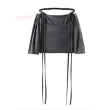 Getadme-Y2k Sexy Pleated Mini Skirt Women Summer Low Waist A-line Zipper Split Lace-up Kpop Micro Skirt Streetwear Girl Fashion