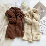 New Korean Scarves for Women In Autumn and Winter Thickened Thermal Wool Knitting Students' Japanese Lovers' Scarves In Winter