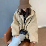 Women's Lamb Wool Coat Thick Warm Plush Jackets Streetwear Faux Fur 2024 New Autumn Winter Korean Fashion Female Clothing