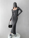 Women Spring Autumn Style Long Sleeve low cut Collar Mermaid Sexy Dress Vestidos