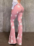 Fashion Printed Pink Flare Pants Summer Y2k Women Pants Sexy Slim Aesthetic Clothing Hottie Streetwear Causal Pantalones Mujer