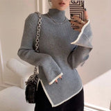 Getadme-Fashion Women Turtleneck Sweater Autumn Winter Solid Color Slim Underlay Long Sleeve Pullovers Office Ladies Clothing