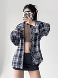 Tawaaiw American Retro Loose Plaid Shirt Women Clothes Long Sleeve Korean Fashion Spring Casual Shirts Streetwear Tops Blouse