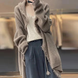 Women's Cashmere Knitted Cardigan Autumn Winter Lazy Loose Casual Fashion Sweaters New Simple All-match Knitwear