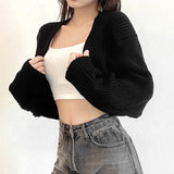 Ladies Bolero Shrug Knit Batwing Sleeve Cardigan Open Front Sweater Long Sleeve Cropped Loose Cardigan for Women Dressy