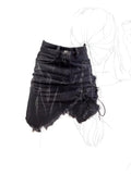 Women's Jean Skirts Shorts Blue Vintage Y2k Lace Up Irregular A-Line Mini Denim Skirt Korean Harajuku Girls Fashion Summer 2023