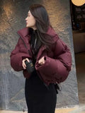 Jmprs Thick Women Parkas Winter Warm Loose Puffy Coats Cotton Padded Stand Collar Korean Jackets Black Fashion Female Clothes