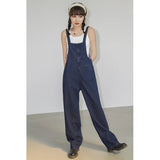 Getadme-Denim Overalls Women Streetwear Jumpsuits Vintage Sweet Wide Leg Suspender Pants Preppy Bow Bandage Strap Jeans Trousers