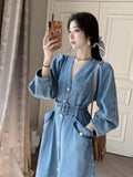 Getadme Denim Dress Spring And Autumn New  A-line Long Dress Dress Women Woman Clothing Loose Women's Dress New In Dresses