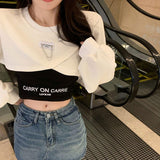 O Neck Chain Irregular Y2k Sweatshirts Fashion Korean Crop Tops Harajuku Punk Gothic Streetwear Women's Clothing Camis Suit