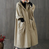 Spring Autumn Trench Coat Woman Korean Single-Breasted Mid-Long Women Trench Overcoat Khaki Windbreaker Pocket Female