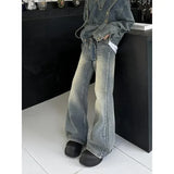 Vintage Y2k Flare Jeans Women Autumn Baggy Grunge Gyaru Denim Pants Korean Fashion Baddies Streetwear 90s Aesthetic