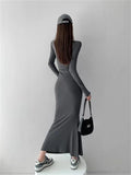 Women Spring Autumn Style Long Sleeve low cut Collar Mermaid Sexy Dress Vestidos