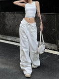 Korean Y2K Fashion White Baggy Cargo New Jeans Kpop Pants For Women Clothes Straight Wide Leg Casual Elegant Trousers Lady