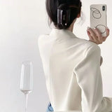 Getadme Elegant Short Suit Women Korean Long Sleeve White Single-breascted Cropped Blazers Suit Fashion Classic Basic Office Lady Jacket